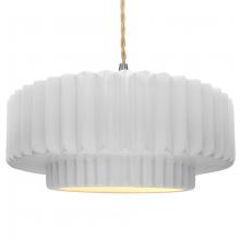  CER-6555-WTWT-NCKL-BEIG-TWST - Large Tier Pleated 1-Light Pendant