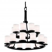  FAB-8767-10-WHTE-MBLK-LED21-14700 - Dakota 21-Light 2-Tier Ring LED Chandelier