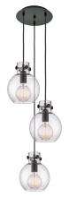  113-410-1PS-BK-G410-8SDY - Newton Sphere - 3 Light - 16 inch - Matte Black - Cord hung - Multi Pendant