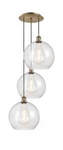  113B-3P-AB-G124-12 - Athens - 3 Light - 18 inch - Antique Brass - Cord Hung - Multi Pendant