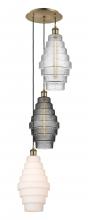  113B-3P-AB-G670-MU - Cascade - 3 Light - 15 inch - Antique Brass - Cord hung - Multi Pendant