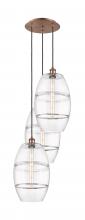  113B-3P-AC-G557-10CL - Vaz - 3 Light - 17 inch - Antique Copper - Cord hung - Multi Pendant