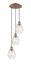  113B-3P-AC-G654-6 - Cindyrella - 3 Light - 13 inch - Antique Copper - Cord Hung - Multi Pendant