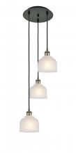  113B-3P-BAB-G411 - Dayton - 3 Light - 12 inch - Black Antique Brass - Cord Hung - Multi Pendant