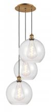  113B-3P-BB-G124-12 - Athens - 3 Light - 18 inch - Brushed Brass - Cord Hung - Multi Pendant