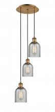  113B-3P-BB-G257 - Caledonia - 3 Light - 12 inch - Brushed Brass - Cord Hung - Multi Pendant