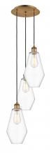  113B-3P-BB-G652-7 - Cindyrella - 3 Light - 14 inch - Brushed Brass - Cord Hung - Multi Pendant