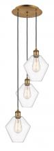  113B-3P-BB-G652-8 - Cindyrella - 3 Light - 15 inch - Brushed Brass - Cord Hung - Multi Pendant