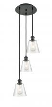  113B-3P-BK-G454 - Caton - 3 Light - 12 inch - Matte Black - Cord Hung - Multi Pendant