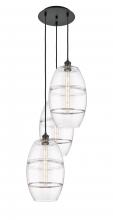  113B-3P-BK-G557-10CL - Vaz - 3 Light - 17 inch - Matte Black - Cord hung - Multi Pendant