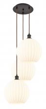  113B-3P-OB-G1217-12WV - White Venetian - 3 Light - 19 inch - Oil Rubbed Bronze - Cord Hung - Multi Pendant