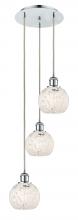  113B-3P-PC-G1216-6WM - White Mouchette - 3 Light - 13 inch - Polished Chrome - Cord Hung - Multi Pendant