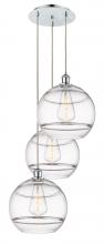  113B-3P-PC-G556-12CL - Rochester - 3 Light - 19 inch - Polished Chrome - Cord hung - Multi Pendant