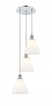  113B-3P-PC-GBC-81 - Berkshire - 3 Light - 15 inch - Polished Chrome - Cord Hung - Multi Pendant