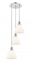  113B-3P-PC-GBD-751 - Bristol - 3 Light - 14 inch - Polished Chrome - Cord Hung - Multi Pendant