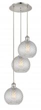  113B-3P-PN-G122C-8CL - Athens - 3 Light - 15 inch - Polished Nickel - Cord Hung - Multi Pendant