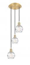  113B-3P-SG-G1213-6 - Athens Deco Swirl - 3 Light - 12 inch - Satin Gold - Cord hung - Multi Pendant