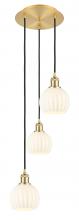  113B-3P-SG-G1217-6WV - White Venetian - 3 Light - 13 inch - Satin Gold - Cord Hung - Multi Pendant