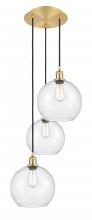  113B-3P-SG-G124-10 - Athens - 3 Light - 17 inch - Satin Gold - Cord Hung - Multi Pendant