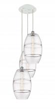  113B-3P-WPC-G557-10CL - Vaz - 3 Light - 17 inch - White Polished Chrome - Cord Hung - Multi Pendant