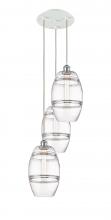  113B-3P-WPC-G557-8CL - Vaz - 3 Light - 15 inch - White Polished Chrome - Cord Hung - Multi Pendant