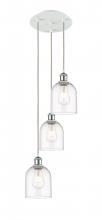  113B-3P-WPC-G558-6CL - Bella - 3 Light - 12 inch - White Polished Chrome - Cord Hung - Multi Pendant