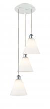  113B-3P-WPC-GBC-81 - Berkshire - 3 Light - 15 inch - White Polished Chrome - Cord Hung - Multi Pendant