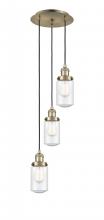  113F-3P-AB-G314 - Dover - 3 Light - 11 inch - Antique Brass - Cord hung - Multi Pendant