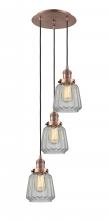  113F-3P-AC-G142 - Chatham - 3 Light - 14 inch - Antique Copper - Cord hung - Multi Pendant