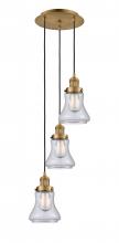  113F-3P-BB-G192 - Bellmont - 3 Light - 13 inch - Brushed Brass - Cord hung - Multi Pendant