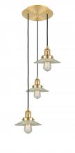  113F-3P-SG-G2 - Halophane - 3 Light - 16 inch - Satin Gold - Cord hung - Multi Pendant