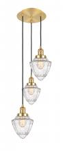  113F-3P-SG-G664-7 - Bullet - 3 Light - 14 inch - Satin Gold - Cord hung - Multi Pendant