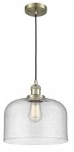  201C-AB-G74-L - Bell - 1 Light - 12 inch - Antique Brass - Cord hung - Mini Pendant