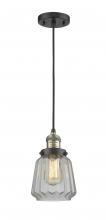  201C-BAB-G142 - Chatham - 1 Light - 7 inch - Black Antique Brass - Cord hung - Mini Pendant