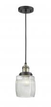  201C-BAB-G302 - Colton - 1 Light - 6 inch - Black Antique Brass - Cord hung - Mini Pendant