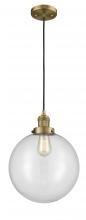  201C-BB-G202-12 - Beacon - 1 Light - 12 inch - Brushed Brass - Cord hung - Mini Pendant