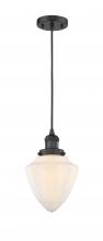  201C-BK-G661-7 - Bullet - 1 Light - 7 inch - Matte Black - Cord hung - Mini Pendant