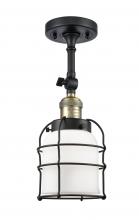  201F-BAB-G51-CE-LED - Bell Cage - 1 Light - 6 inch - Black Antique Brass - Semi-Flush Mount