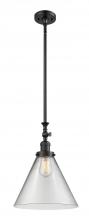  206-BK-G42-L - Cone - 1 Light - 12 inch - Matte Black - Stem Hung - Mini Pendant