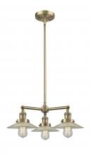  207-AB-G2 - Halophane - 3 Light - 22 inch - Antique Brass - Stem Hung - Chandelier