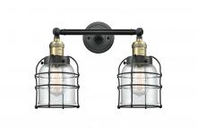  208-BAB-G52-CE - Bell Cage - 2 Light - 16 inch - Black Antique Brass - Bath Vanity Light