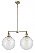  209-AB-G204-12 - Beacon - 2 Light - 27 inch - Antique Brass - Stem Hung - Island Light