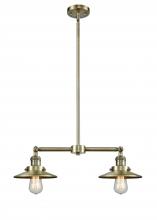  209-AB-M4AB - Railroad - 2 Light - 21 inch - Antique Brass - Stem Hung - Island Light