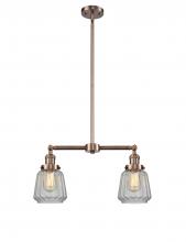  209-AC-G142 - Chatham - 2 Light - 21 inch - Antique Copper - Stem Hung - Island Light