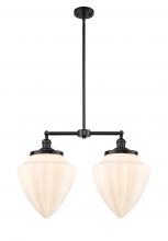  209-BK-G661-12 - Bullet - 2 Light - 24 inch - Matte Black - Stem Hung - Island Light