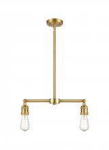  209-SG - Bare Bulb - 2 Light - 20 inch - Satin Gold - Stem Hung - Island Light