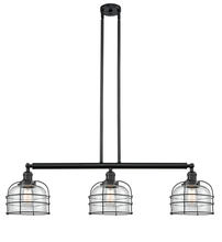  213-BK-G72-CE - Bell Cage - 3 Light - 42 inch - Matte Black - Stem Hung - Island Light