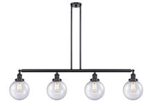  214-BK-G204-8 - Beacon - 4 Light - 53 inch - Matte Black - Stem Hung - Island Light