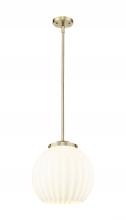  221-1S-AB-G1217-14WV - White Venetian - 1 Light - 14 inch - Antique Brass - Stem Hung - Pendant