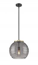  221-1S-BAB-G1213-14SM - Athens Deco Swirl - 1 Light - 14 inch - Black Antique Brass - Stem Hung - Pendant